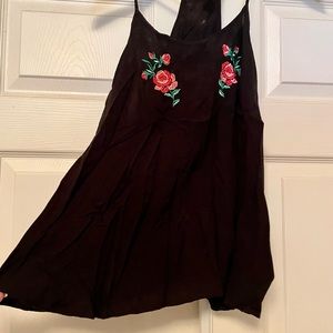 NOBO Black Embroidered Floral Racerback Tank Top Size XXXL